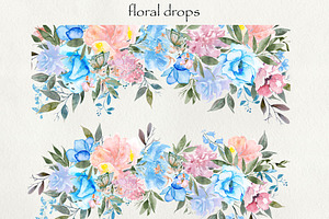 PNG Files Blush And Blue Flowers 1