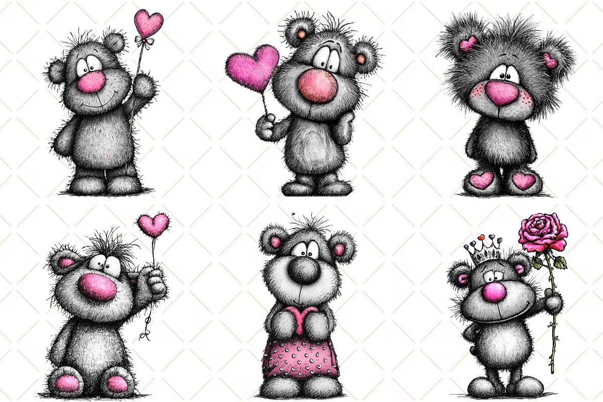 Whimsical Valentine Teddy Bear Clipa, an Illustration by Black Bird Studio (Photo 2 of 6)