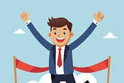 Man in suit crossing finish line, a Person Illustration by SouravDesign (Thumbnail 1 of 3)
