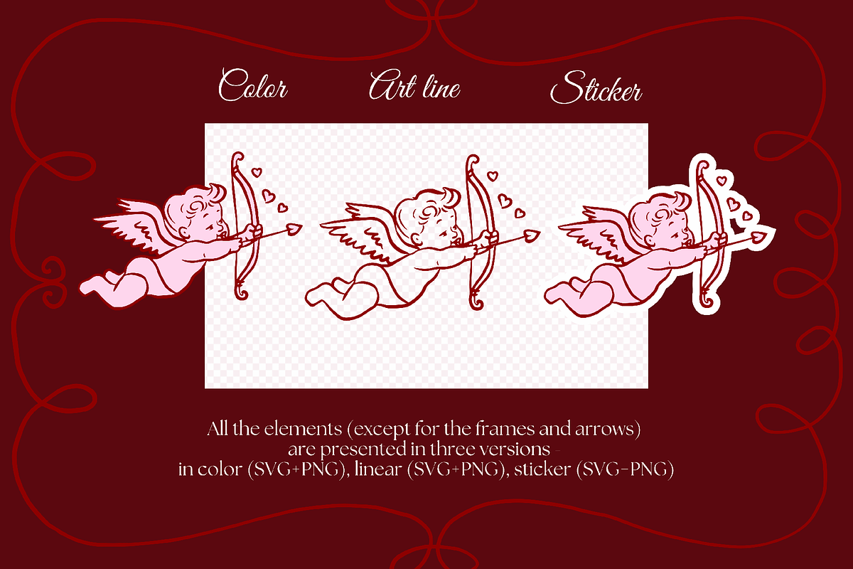 Whimsical Cupid Collection, a Decorative Illustration by InstaDesignPro (Photo 4 of 12)