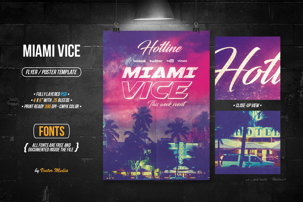 Miami Vice - Flyer / Poster, a Flyer Template by VectorMedia (Photo 2 of 8)