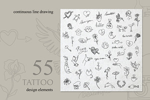 Set of 55 Tiny Tattoos Design