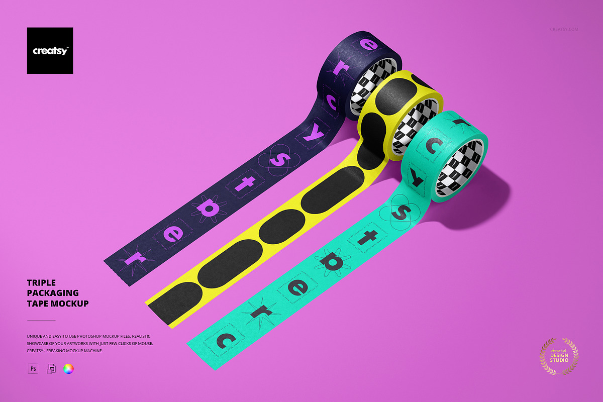 Triple Packaging Tape Mockup, a Packaging Mockup by creatsy5