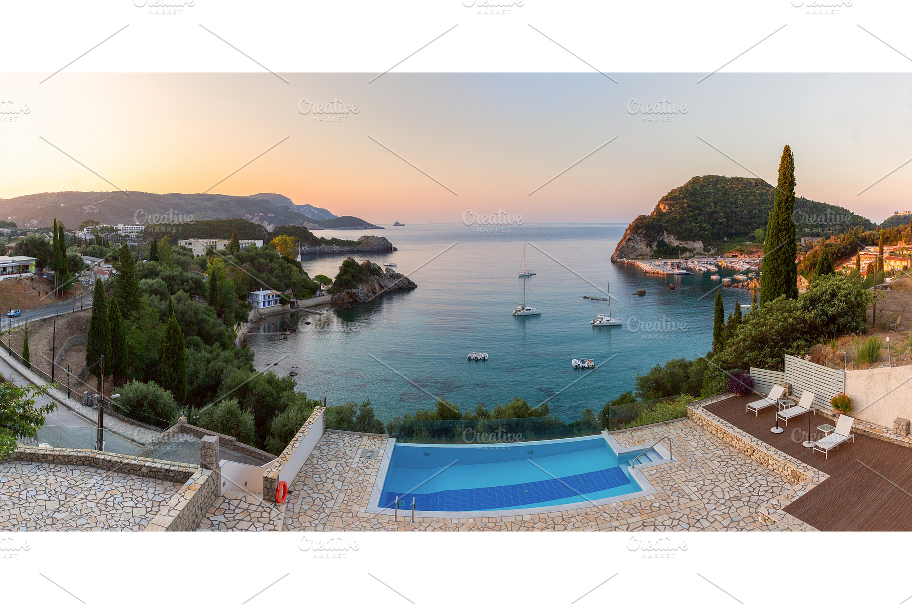 Paleokastritsa Bay at dawn in Corfu, a Nature Photo by kavalenkava