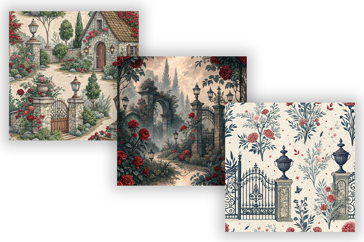 French Country Toile Bundle Paper, a Pattern Graphic by FloridPrintables (Photo 4 of 9)