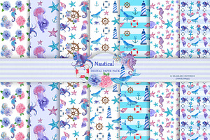 Nautical digital paper pack