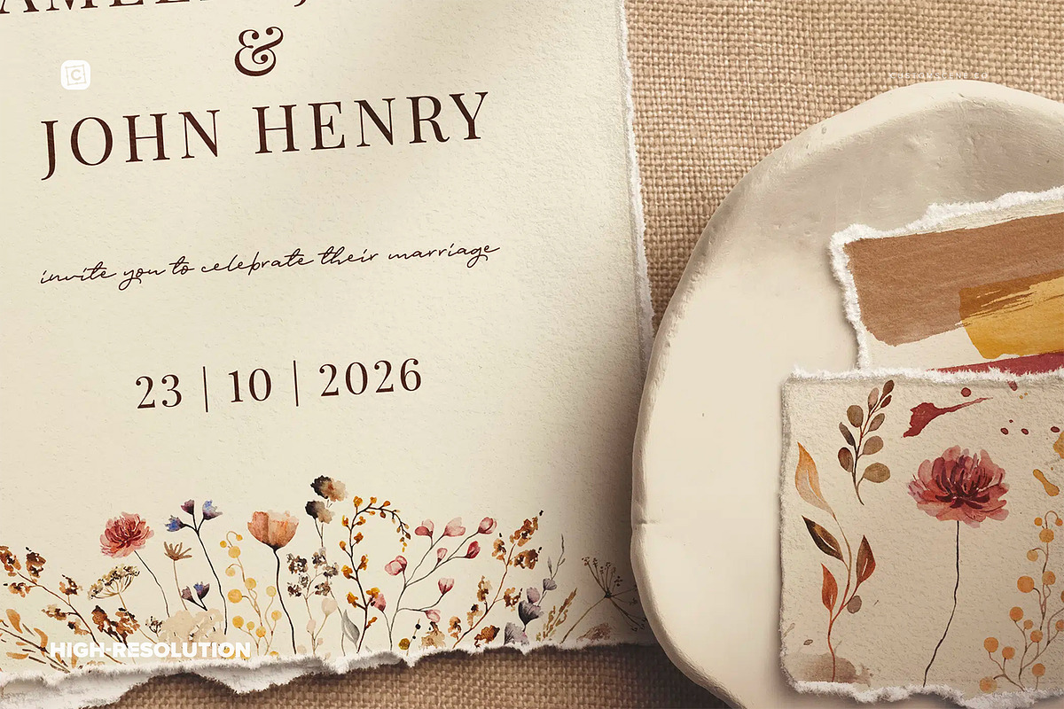 Rustic Watercolor Paper and Paint, a Product Mockup by Custom Scene (Photo 3 of 10)