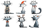 Cute Christmas Cat Clipart, an Illustration by Pixels.Craft (Thumbnail 6 of 6)