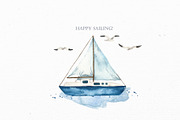 Nautical watercolor collection, a Transportation Illustration by Marina Ermakova (Thumbnail 7 of 7)