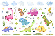 Watercolor Dinosaur Clipart Baby, an Object Graphic by the_myro (Thumbnail 2 of 11)