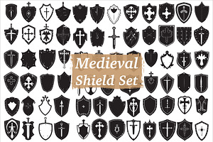Medieval Shield Silhouette Bundle, an Illustration by balal