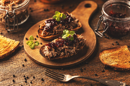Pulled duck with caramelized onion, a Background Photo by Grafvision photography