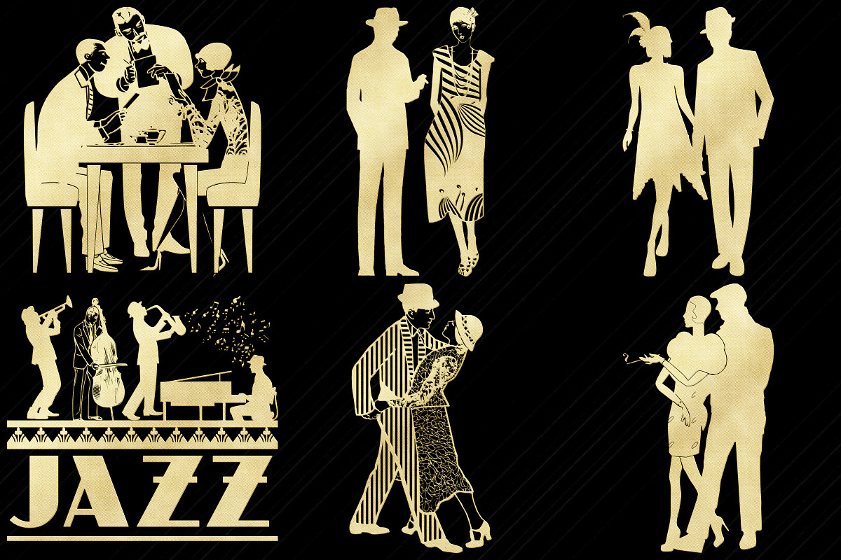 Gold Foil Gatsby Couples Clip Art, a Person Illustration by FrankiesDaughtersDesign (Photo 3 of 4)