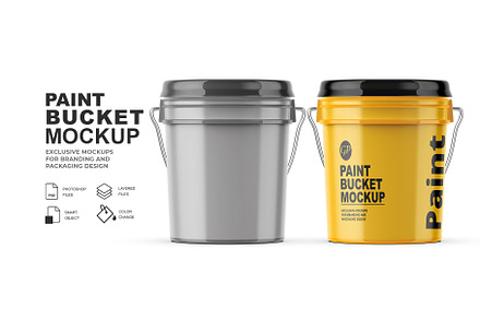 Paint Bucket Mockup, a Cups & Container Mockup by GraphicsPixel