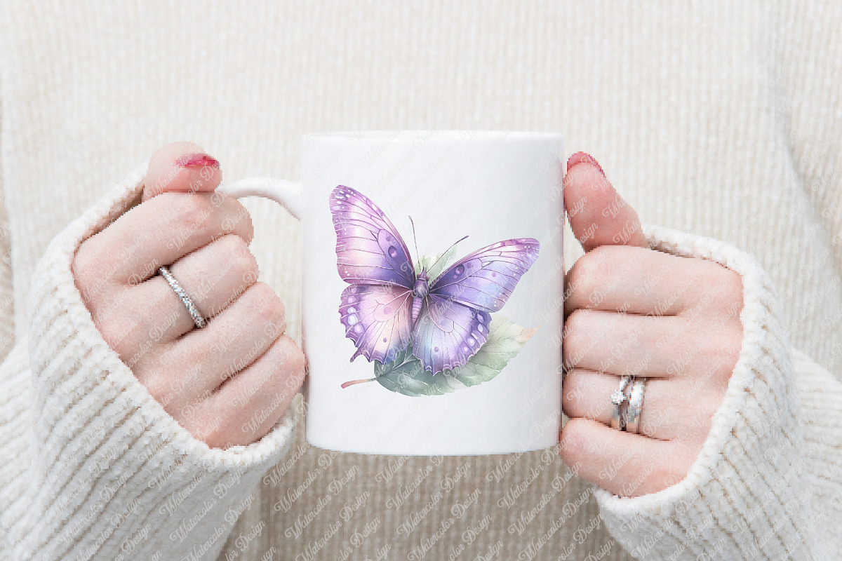 Pastel Purple Butterflies PNG, an Illustration by Watercolor design (Photo 9 of 12)