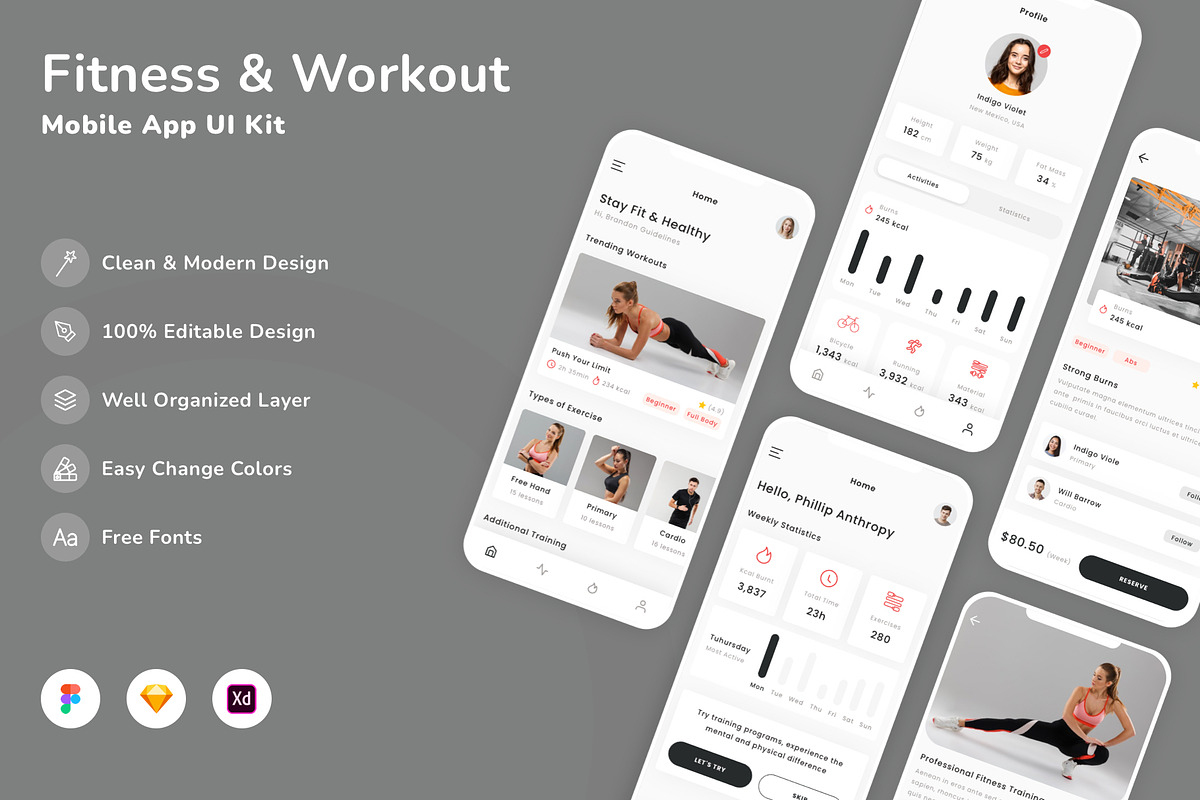 Fitness & Workout Mobile App UI Kit, an UI Kit Template by Betush
