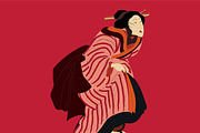 Ancient Japan Edo Geisha & Samurai, a Person Illustration by Bychovsky design (Thumbnail 4 of 7)