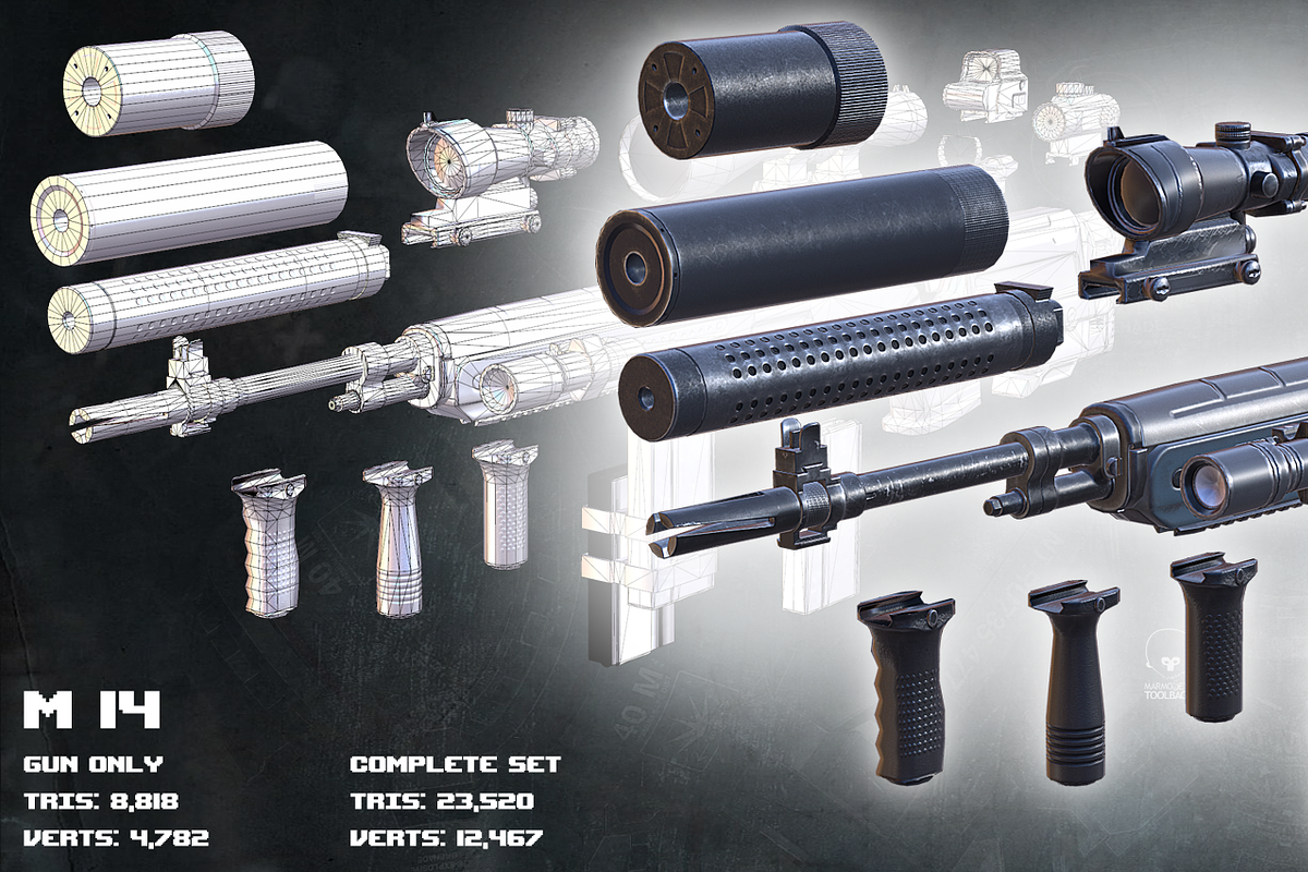 3DRT - Modern firearms HD - M14, an Object 3D Model by 3DRT.com (Photo 3 of 7)