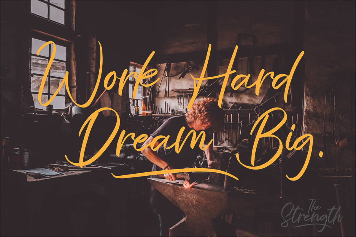 The Strength, a Script Font by AMINMARIO (Photo 9 of 12)