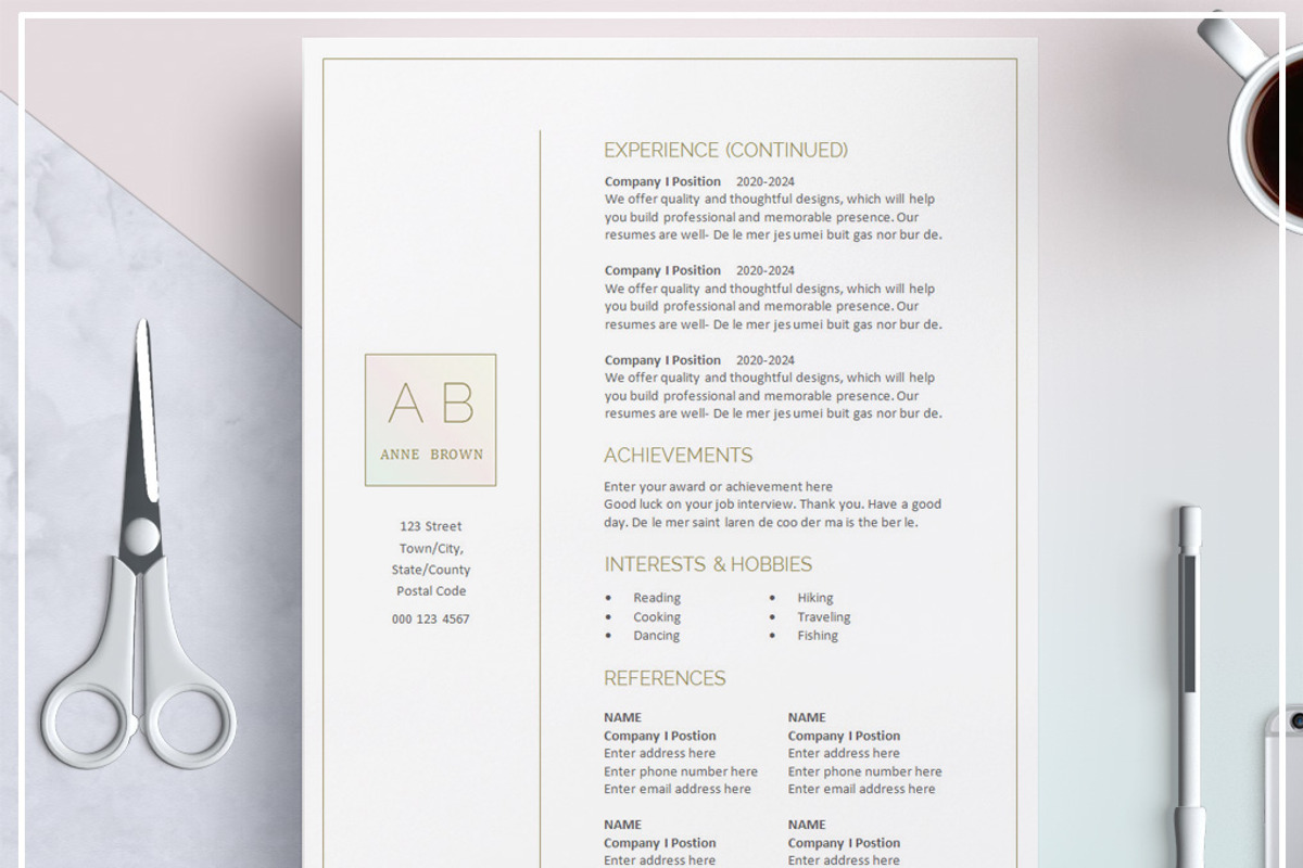 Resume/ CV Template, a Templates & Theme by Freestyle Design Workshop