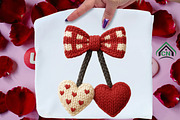 Knitted Bow with Double Hearts Png, an Illustration by Craft Nest (Thumbnail 2 of 6)