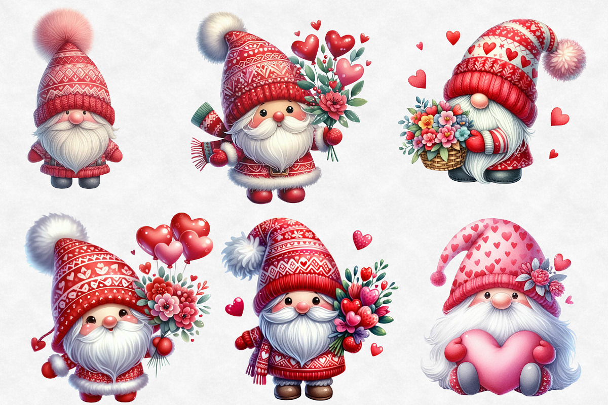 Sweet Valentine's Day Gnome Clipart, an Illustration by Designworld (Photo 5 of 6)