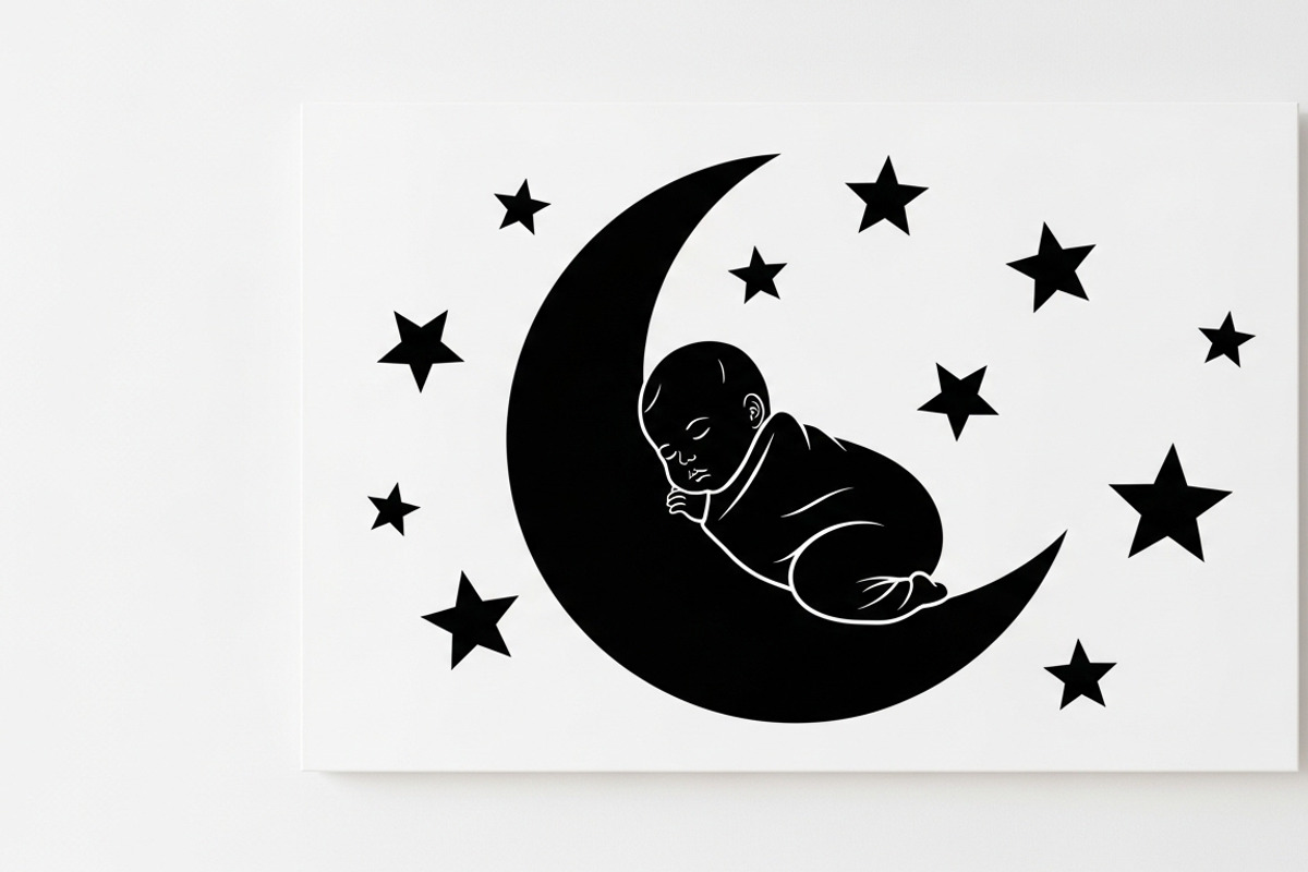Adorable sleeping moon baby decor, an Illustration by Amazin_art (Photo 13 of 25)