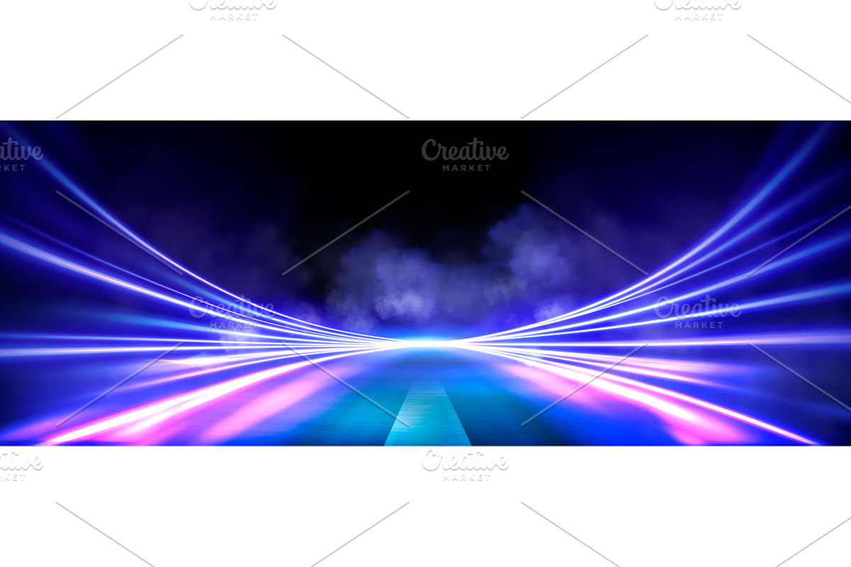 Dynamic road motion, neon light, an Illustration by art PVP - market