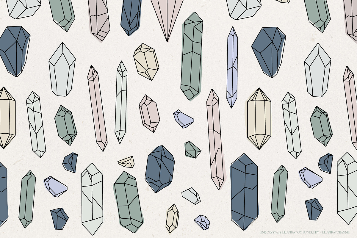 Line Crystals Clipart Bundle, an Object Graphic by IllustratorAnnie (Photo 3 of 7)
