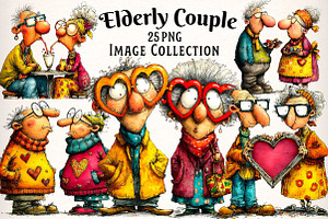 Quirky Valentine Elderly Couple Clip, an Illustration by Dream Creation