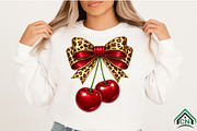 Cherry Leopard Bow PNG, an Illustration by Craft Nest (Thumbnail 2 of 4)