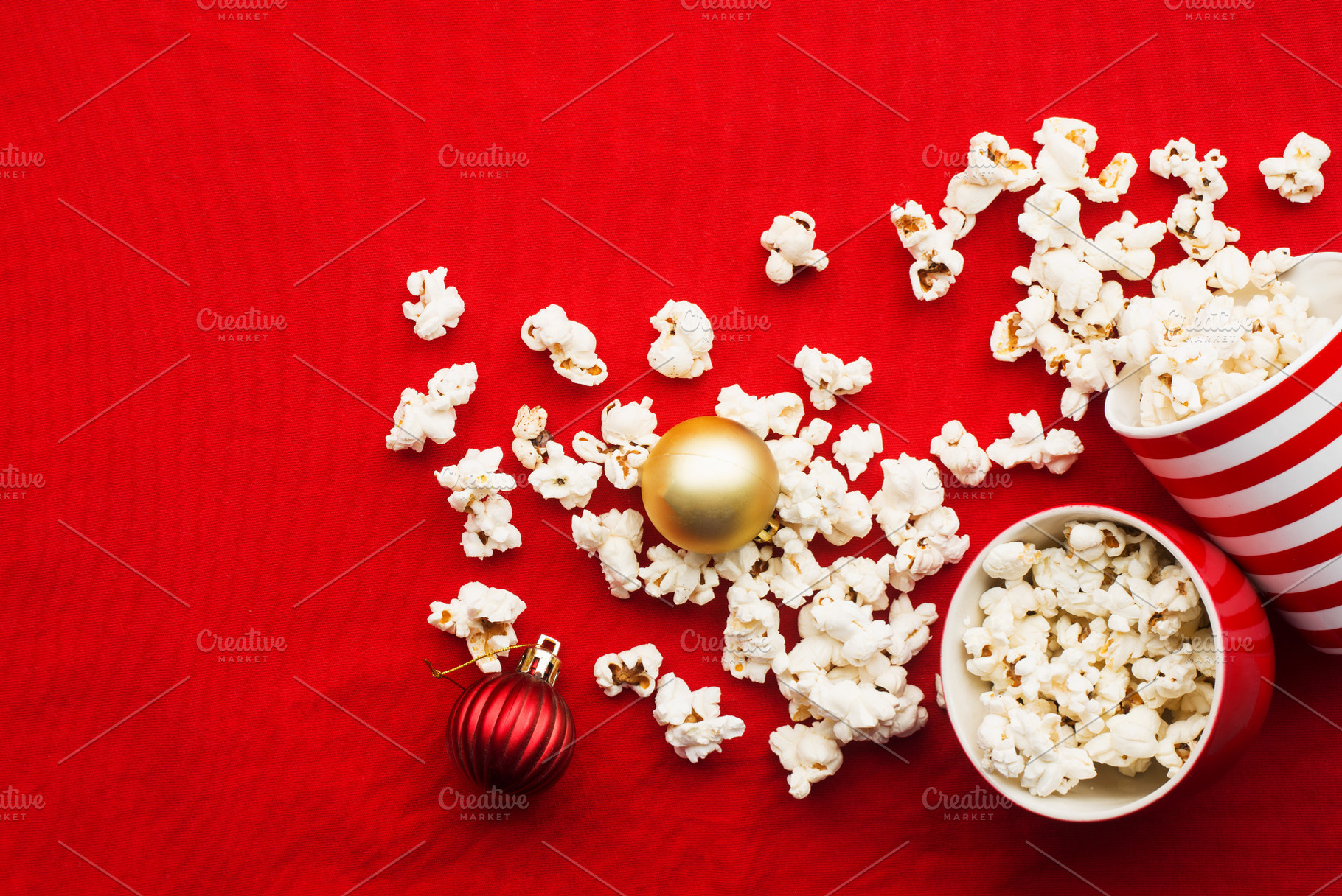 Homemade popcorn for a festive treat containing christmas, background, and, a Holiday Photo by IleishAnna