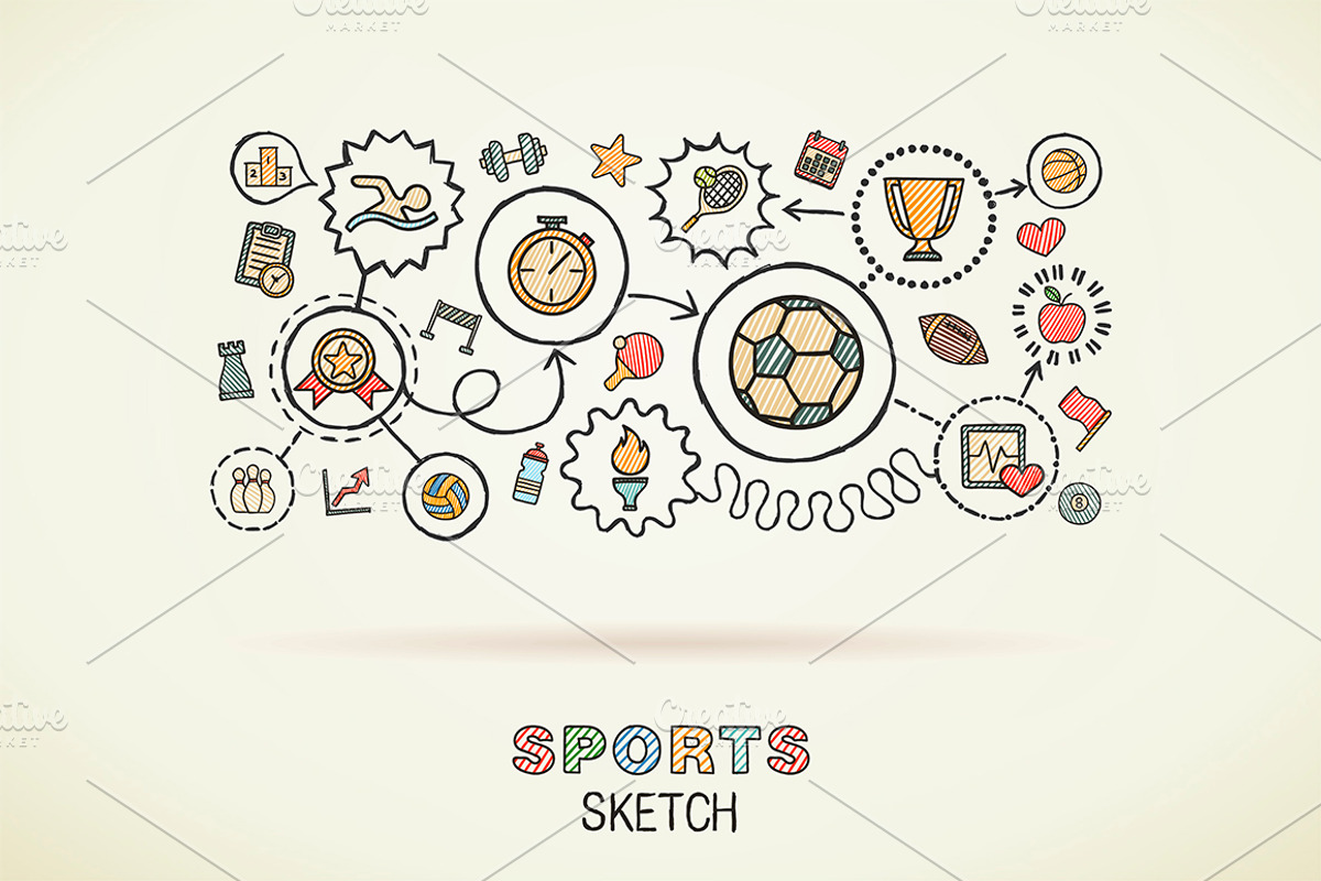 Sport hand draw integrated icons, a Background Graphic by VectorVibe Pro