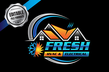 HVAC Heating & Cooling Service Logo
