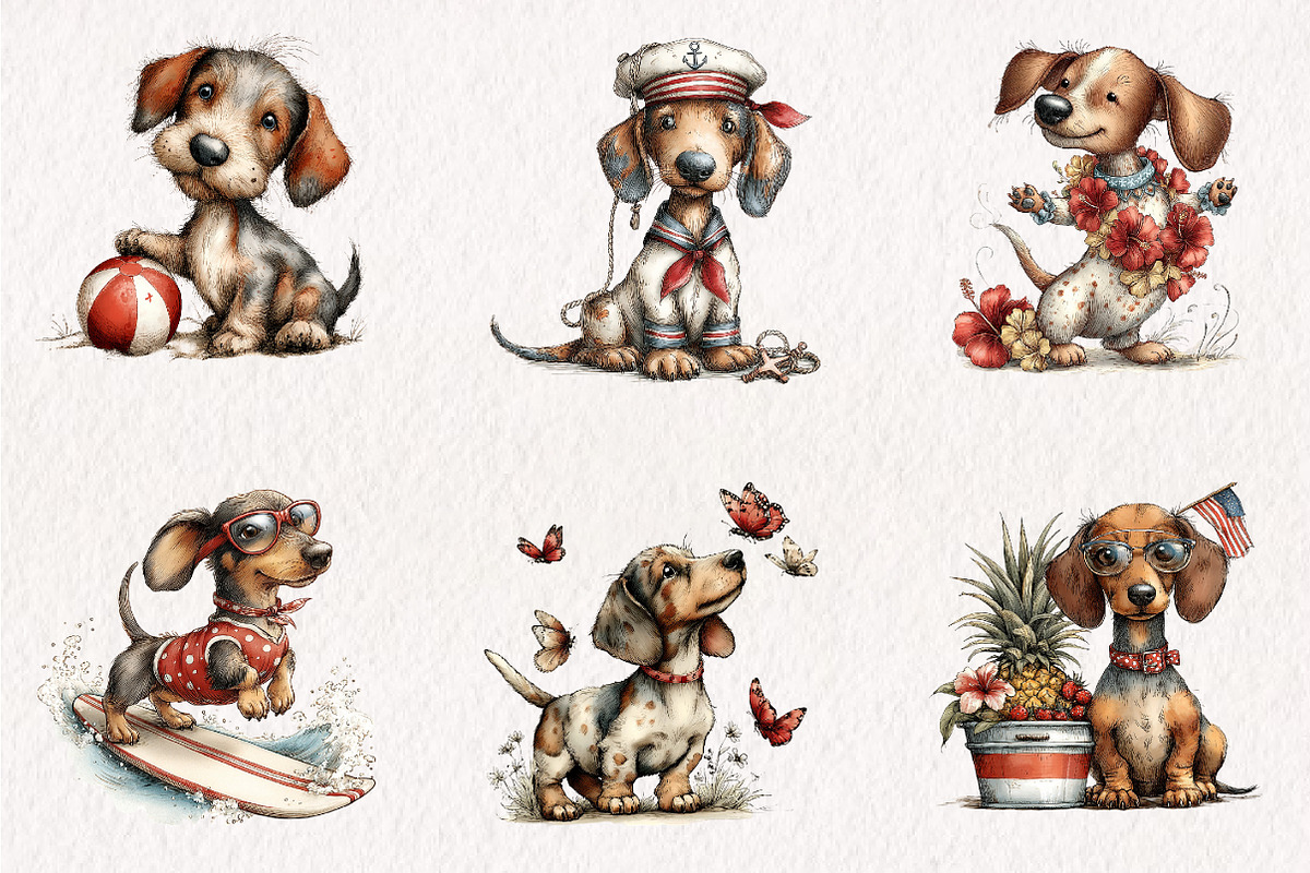 Summer Dachshund Dog PNG Clipart, an Animal Illustration by CreationArt (Photo 3 of 7)