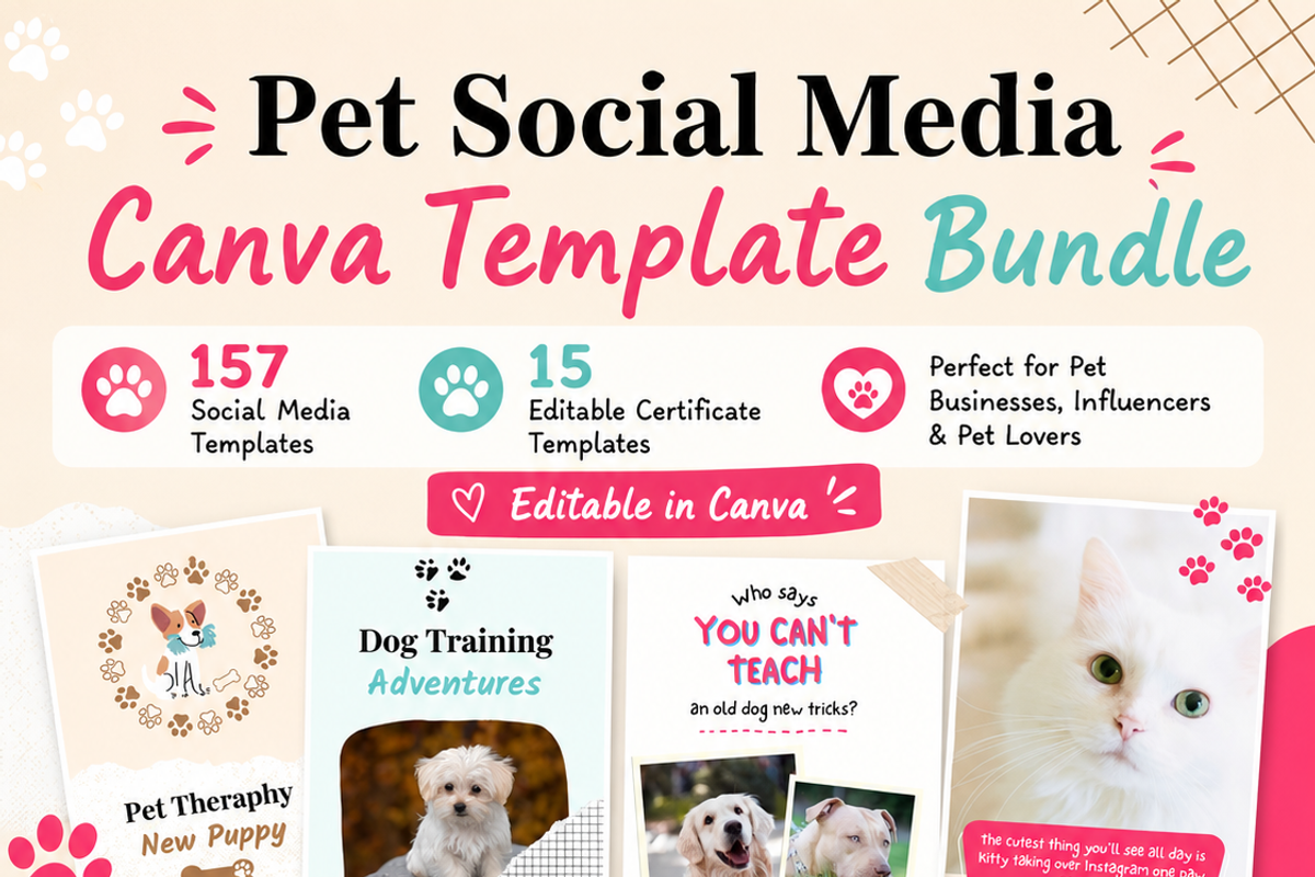 Pet Social Media Canva Templates, a Social Media Template by Local Marketing Templates (Photo 7 of 8)