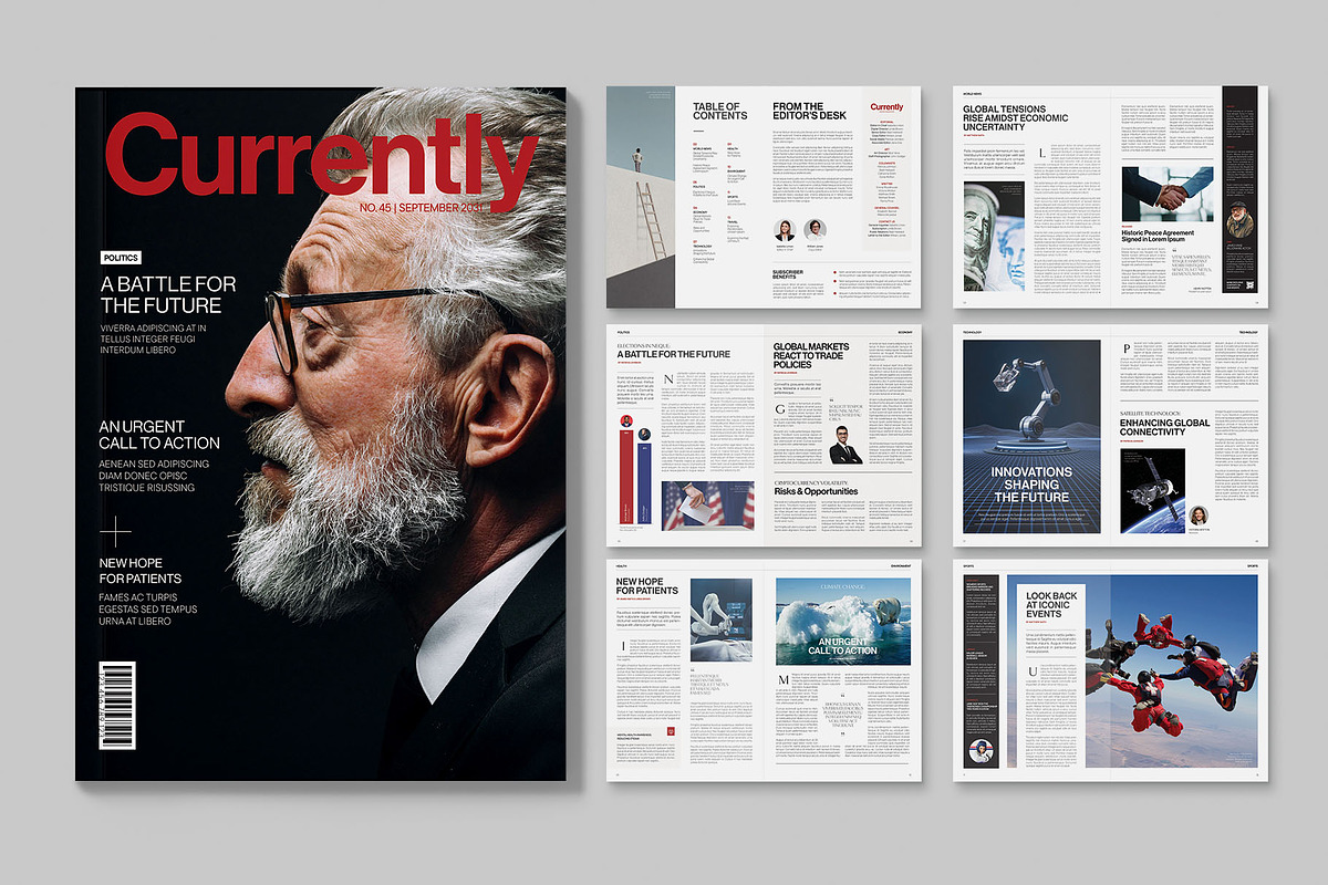 Modern News Magazine Template, a Magazine Template by BrandPacks (Photo 1 of 6)