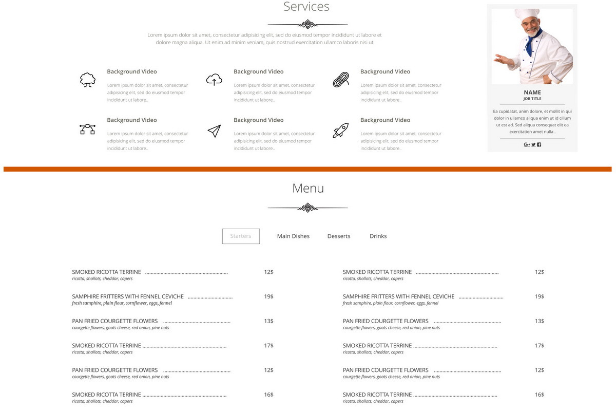 Restaurant Psd Web Template, a Landing Page Template by nihattasarim.com (Photo 6 of 7)