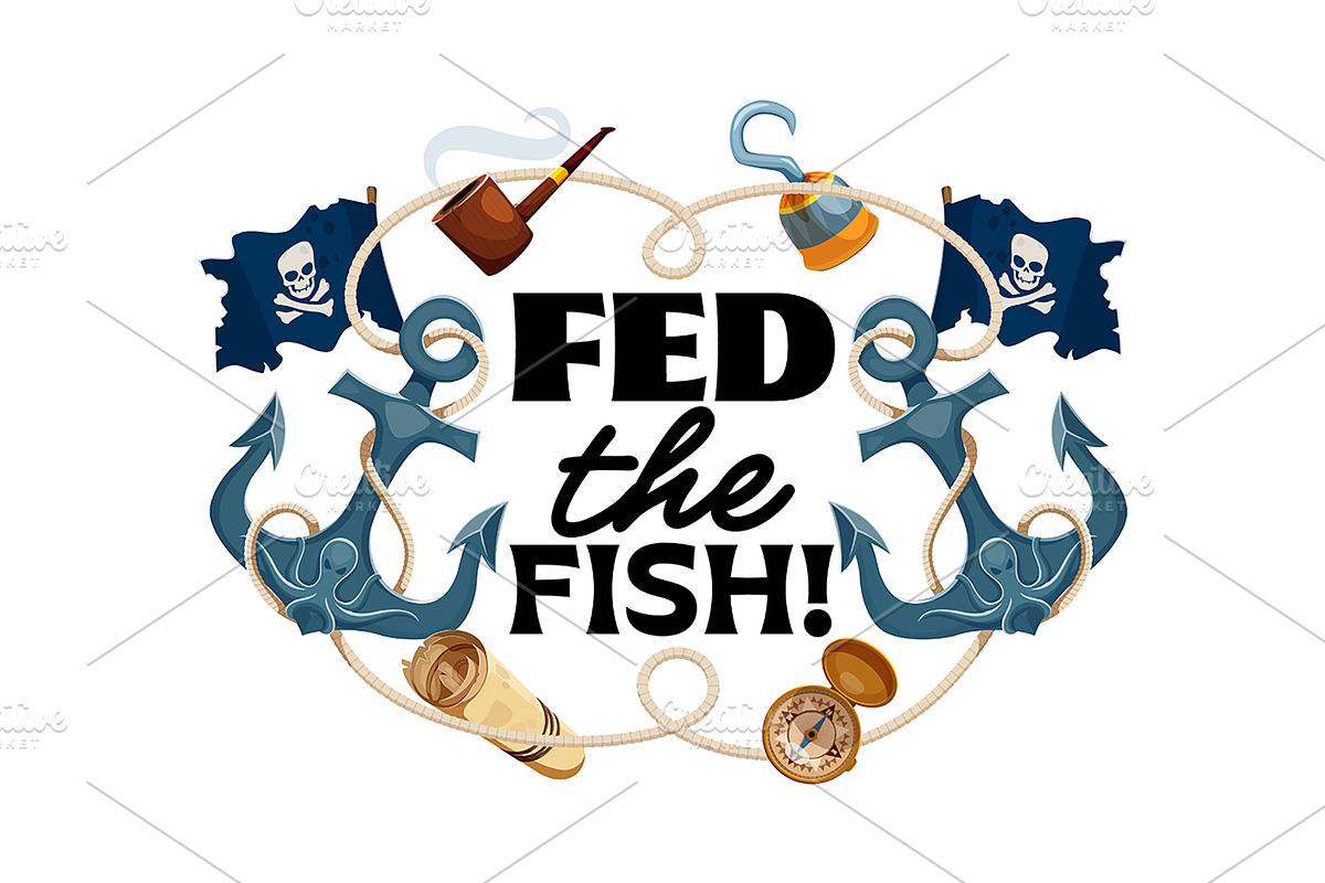 Fed the fish pirate corsair quote, an Object Illustration by Vector Tradition (Photo 1 of 3)