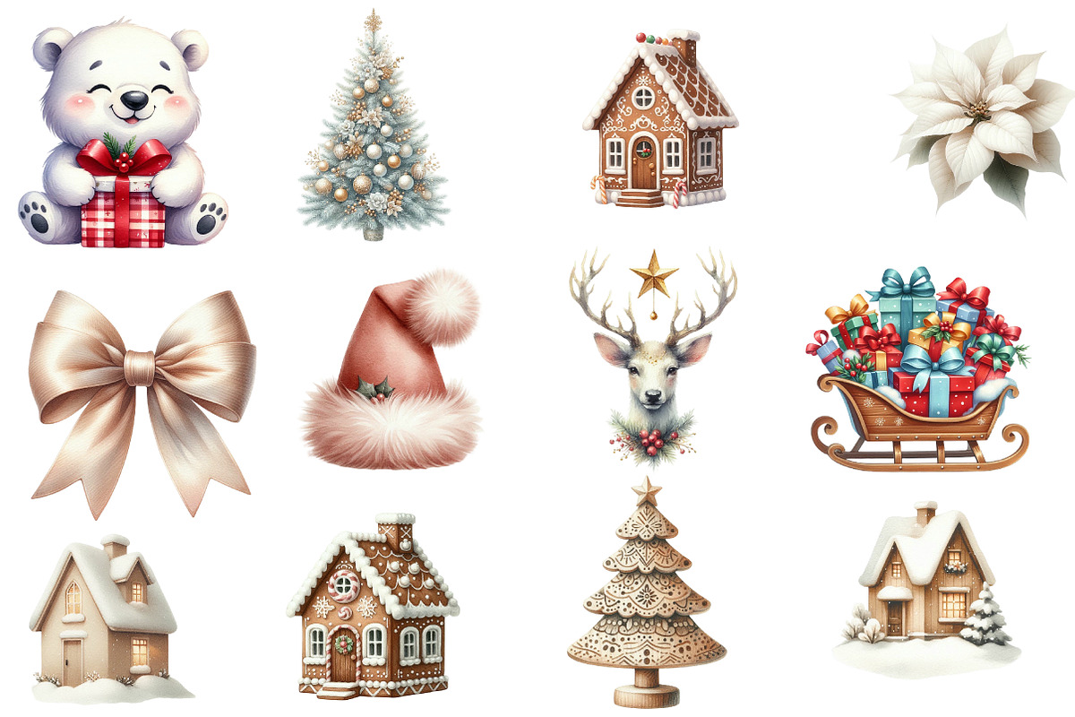 Watercolor Christmas Clipart, an Illustration by Designworld (Photo 2 of 5)