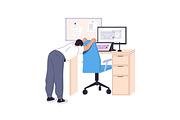 People do exercises at work desk set, a Work Illustration by PaperTrident (Thumbnail 5 of 9)