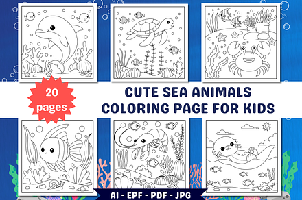 Cute Sea Animals Coloring Page