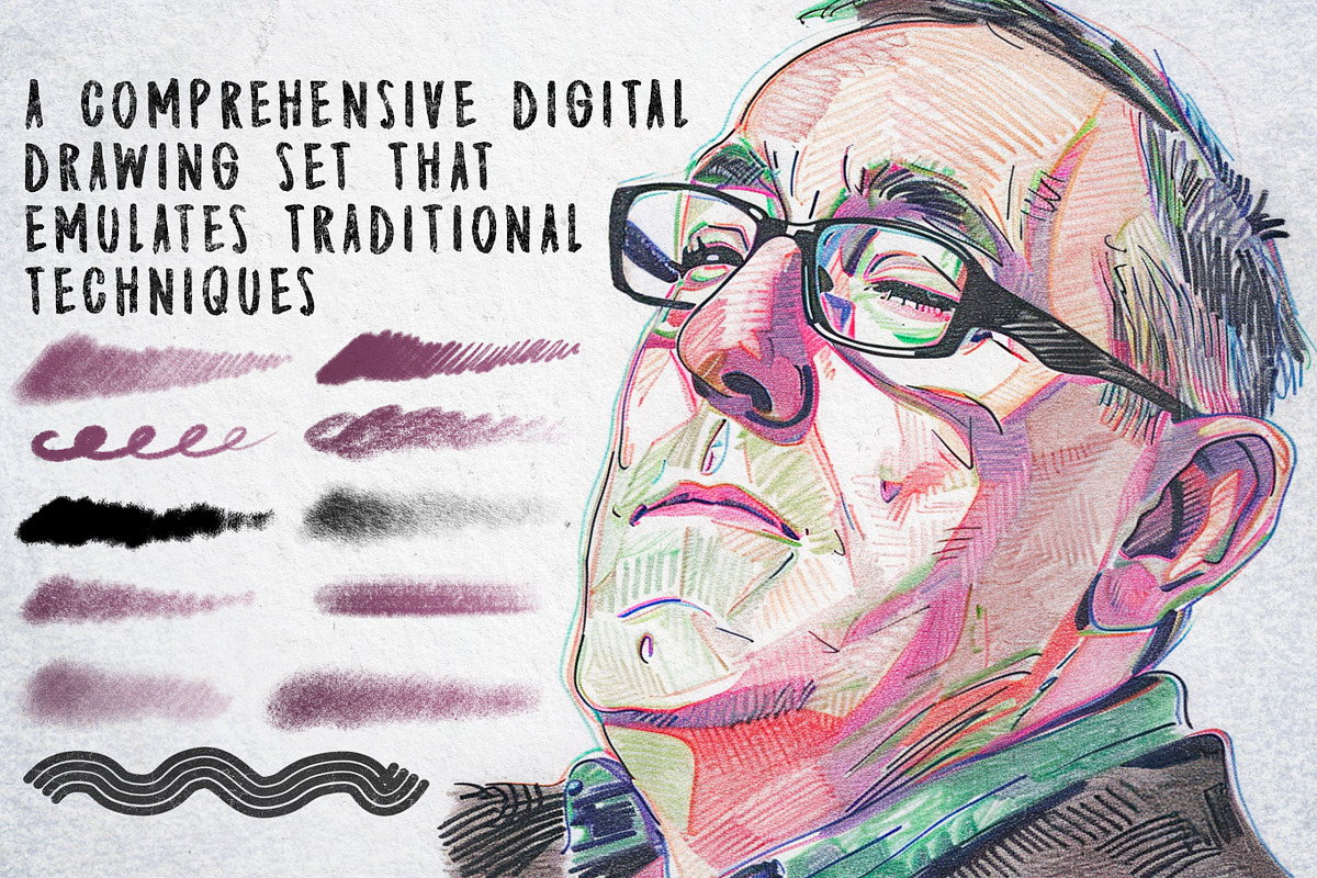 50 Retro Pencils - Procreate Brushes, a Brush Add-On by Nuclear Brushes (Photo 3 of 8)