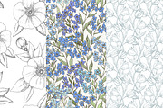 Hand Drawn Floral Vector Patterns, a Pattern Graphic by MeadowFox (Thumbnail 4 of 8)
