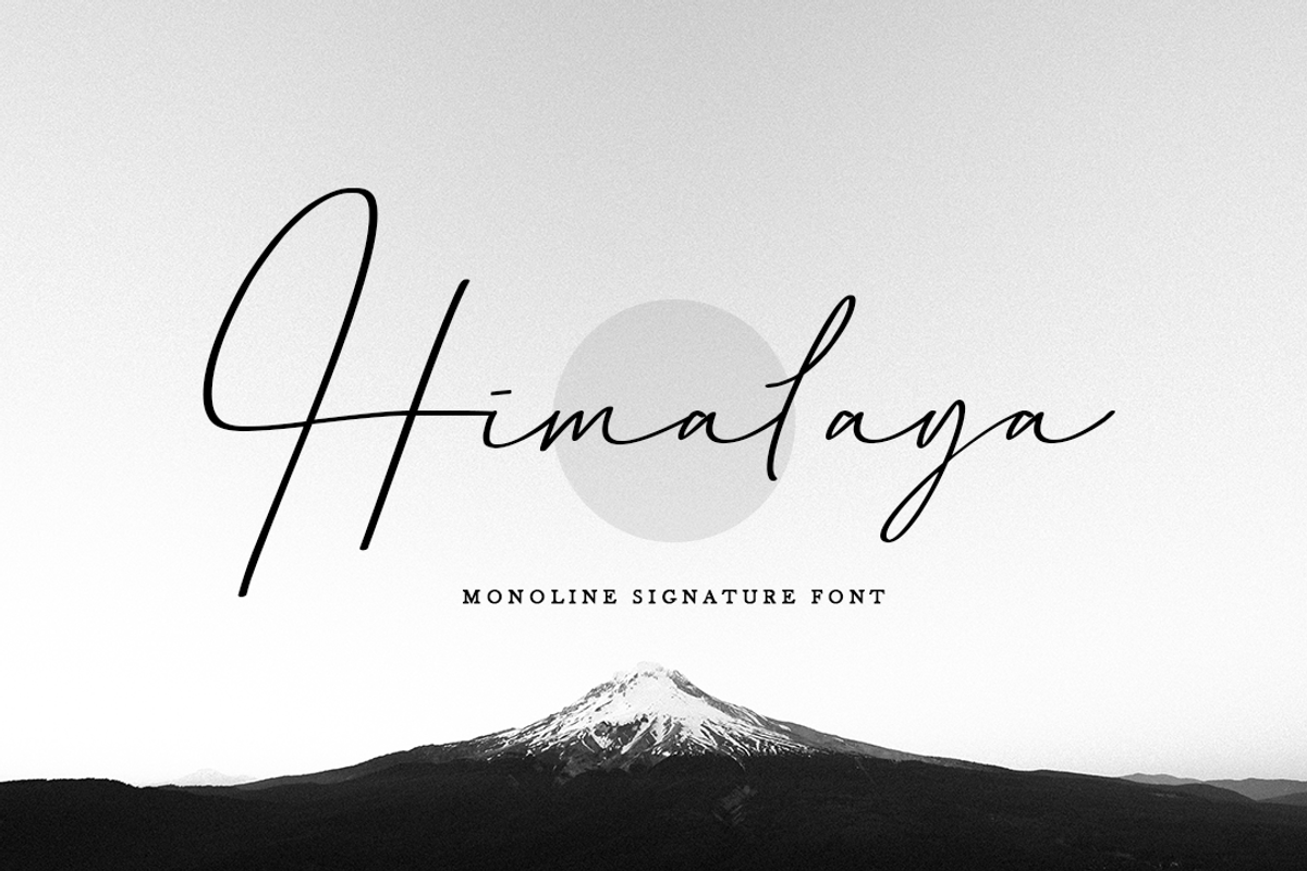 Himalaya | Monoline Signature Font, a Script Font by Moove Studio (Photo 1 of 8)