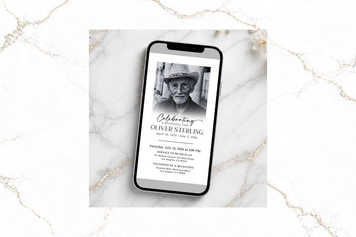 Digital Funeral Invitation CV FR005, a Social Media Template by TyphoonStudio (Photo 1 of 5)