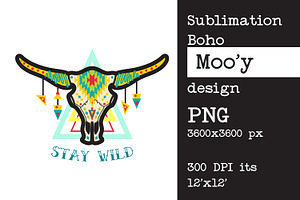 Sublimation Design Bull Cow Skull