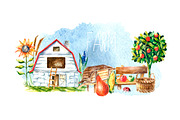 Watercolor Organic Farm, a Food Illustration by Vikeriya (Thumbnail 5 of 7)