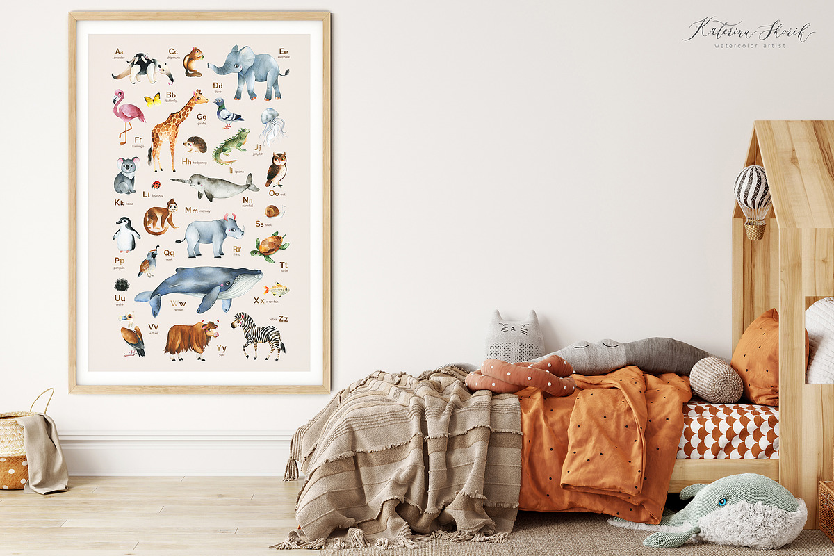 English Animal Alphabet. A to Z, an Animal Illustration by Kate_Rina (Photo 4 of 7)