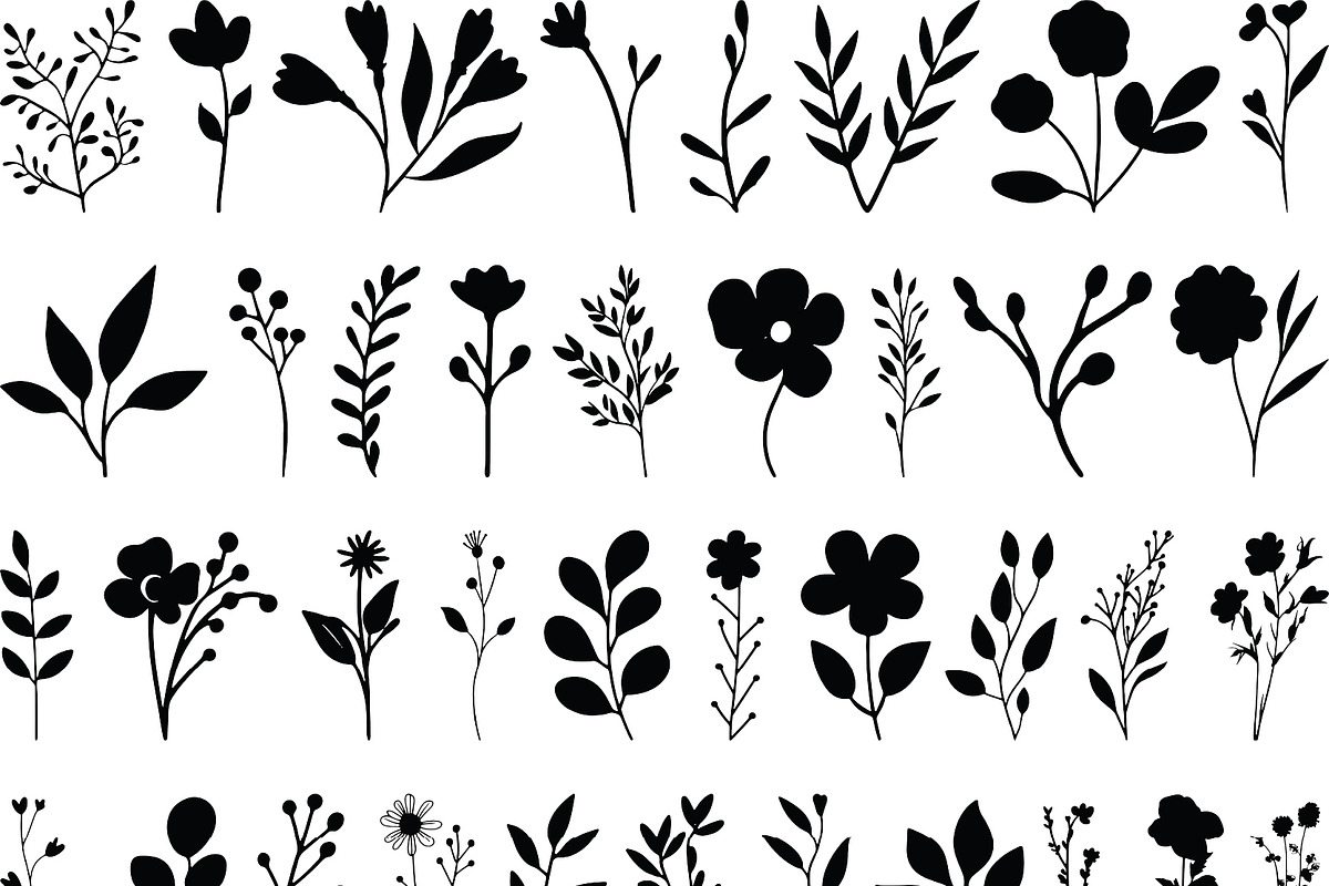 Wildflowers Silhouette - Vector AI, an Object Graphic by DesignBTF (Photo 5 of 7)